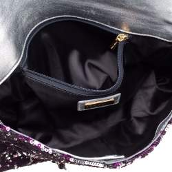 Pre Owned Dolce & Gabbana Purple/Silver Sequin Miss Charles Shoulder Bag