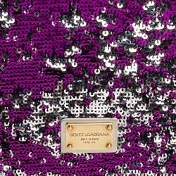 Pre Owned Dolce & Gabbana Purple/Silver Sequin Miss Charles Shoulder Bag