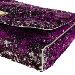 Pre Owned Dolce & Gabbana Purple/Silver Sequin Miss Charles Shoulder Bag