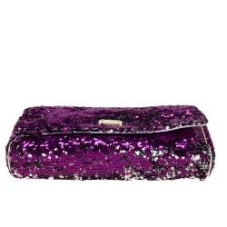 Pre Owned Dolce & Gabbana Purple/Silver Sequin Miss Charles Shoulder Bag