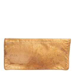 Pre Owned حقيبة كلتش دولتشي أند غابانا جلد ذهبي ثنائية الطي