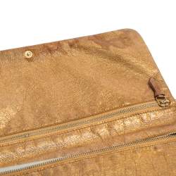 Pre Owned حقيبة كلتش دولتشي أند غابانا جلد ذهبي ثنائية الطي