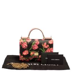 Pre Owned Dolce & Gabbana Multicolor Printed Leather Sicily Smart Gloss Wallet on Chain