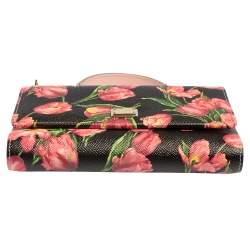 Pre Owned Dolce & Gabbana Multicolor Printed Leather Sicily Smart Gloss Wallet on Chain