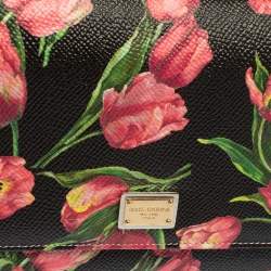 Pre Owned Dolce & Gabbana Multicolor Printed Leather Sicily Smart Gloss Wallet on Chain