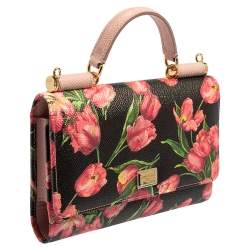 Pre Owned Dolce & Gabbana Multicolor Printed Leather Sicily Smart Gloss Wallet on Chain