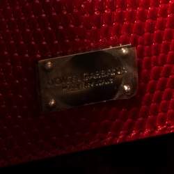 مملوكة مسبقًا Dolce & Gabbana Red Lizard Embossed Leather Medium Miss Monica Top Handle Bag