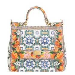 Pre Owned Dolce & Gabbana Multicolor Printed Leather Medium Miss Sicily Top Handle Bag