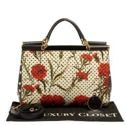 مملوكة مسبقًا حقيبة دولتشي أند غابانا ميس سيسيلي جلد مورد مطبوع متعدد الألوان