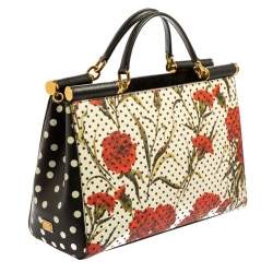 مملوكة مسبقًا حقيبة دولتشي أند غابانا ميس سيسيلي جلد مورد مطبوع متعدد الألوان