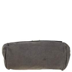 مملوكة مسبقًا Dolce & Gabbana Grey/Black Denim and Ostrich Leg Leather Large Miss Sicily Top Handle Bag