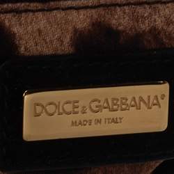 مملوكة مسبقًا Dolce & Gabbana Grey/Black Denim and Ostrich Leg Leather Large Miss Sicily Top Handle Bag