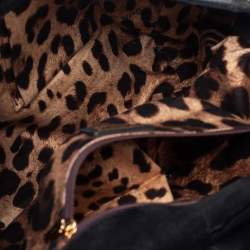 مملوكة مسبقًا Dolce & Gabbana Grey/Black Denim and Ostrich Leg Leather Large Miss Sicily Top Handle Bag