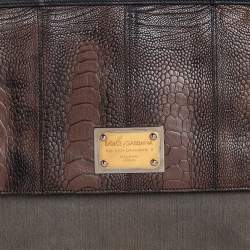 مملوكة مسبقًا Dolce & Gabbana Grey/Black Denim and Ostrich Leg Leather Large Miss Sicily Top Handle Bag