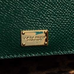 Pre Owned Dolce & Gabbana Green Leather Medium Miss Sicily Top Handle Bag