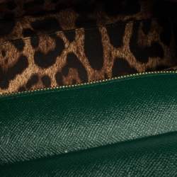 Pre Owned Dolce & Gabbana Green Leather Medium Miss Sicily Top Handle Bag