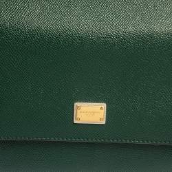 Pre Owned Dolce & Gabbana Green Leather Medium Miss Sicily Top Handle Bag