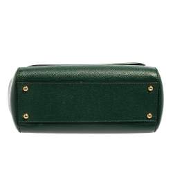 Pre Owned Dolce & Gabbana Green Leather Medium Miss Sicily Top Handle Bag