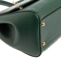 Pre Owned Dolce & Gabbana Green Leather Medium Miss Sicily Top Handle Bag