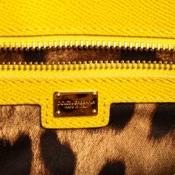 مملوكة مسبقًا حقيبة كروس دولتشي أند غابانا قلاب قفل جلد أصفر