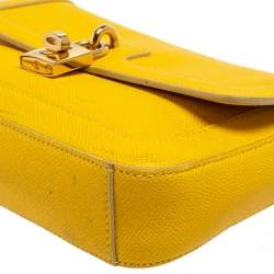 مملوكة مسبقًا حقيبة كروس دولتشي أند غابانا قلاب قفل جلد أصفر