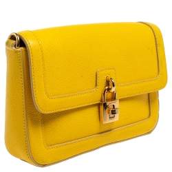 مملوكة مسبقًا حقيبة كروس دولتشي أند غابانا قلاب قفل جلد أصفر