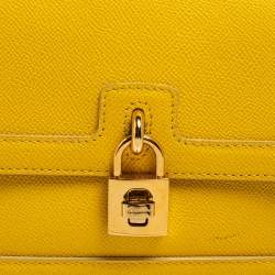 مملوكة مسبقًا حقيبة كروس دولتشي أند غابانا قلاب قفل جلد أصفر