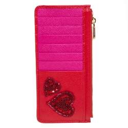 مملوكة مسبقًا Dolce & Gabbana Red/Pink Leather Zip Card Holder