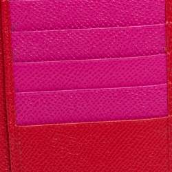 مملوكة مسبقًا Dolce & Gabbana Red/Pink Leather Zip Card Holder