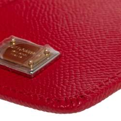 مملوكة مسبقًا Dolce & Gabbana Red/Pink Leather Zip Card Holder