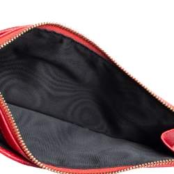 مملوكة مسبقًا Dolce & Gabbana Red/Pink Leather Zip Card Holder