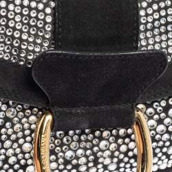 Pre Owned حقيبة كلتش دولتشي أند غابانا سويدي أسود مزخرف كريستال بسلسلة