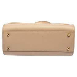 Pre Owned Dolce & Gabbana Beige Leather Medium Miss Sicily Top Handle Bag