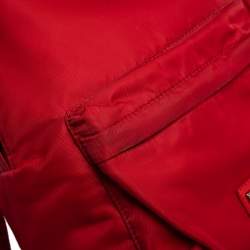 Dolce & Gabbana Red Nylon Logo Plaque Small Backpack