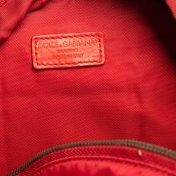 Dolce & Gabbana Red Nylon Logo Plaque Small Backpack