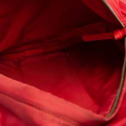 Dolce & Gabbana Red Nylon Logo Plaque Small Backpack