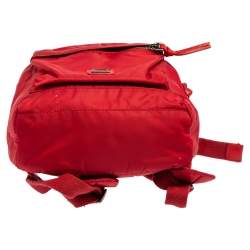Dolce & Gabbana Red Nylon Logo Plaque Small Backpack