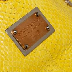 Pre Owned حقيبة دولتشي أند غابانا ميس سيسيلي هيريتاج جلد ثعبان أصفر متوسطة بيد علوية