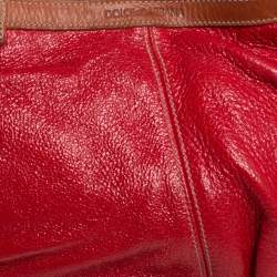 Pre Owned Dolce & Gabbana Red Shimmery Glossy Leather Miss Fluid Hobo