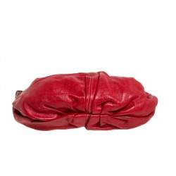 Pre Owned Dolce & Gabbana Red Shimmery Glossy Leather Miss Fluid Hobo