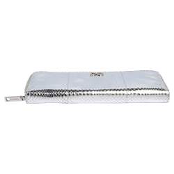 Pre Owned Dolce & Gabbana Silver Python Embossed Leather Zip Around Wallet
