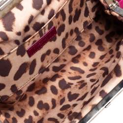Pre Owned Dolce & Gabbana Metallic Pink Leather Chain Frame Clutch