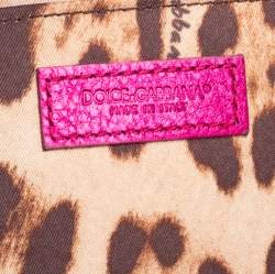 Pre Owned Dolce & Gabbana Metallic Pink Leather Chain Frame Clutch