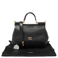 Pre Owned حقيبة دولتشي أند غابانا ميس سيسيلي كبيرة يد علويه جلد أسود