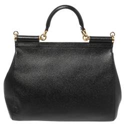 Pre Owned حقيبة دولتشي أند غابانا ميس سيسيلي كبيرة يد علويه جلد أسود