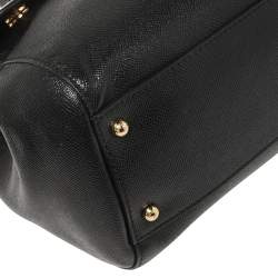 Pre Owned حقيبة دولتشي أند غابانا ميس سيسيلي كبيرة يد علويه جلد أسود