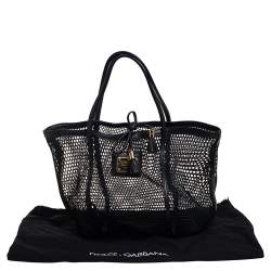 مملوكة مسبقًا Dolce & Gabbana Black PVC Mesh and Leather Open Tote