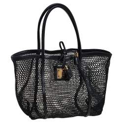 مملوكة مسبقًا Dolce & Gabbana Black PVC Mesh and Leather Open Tote