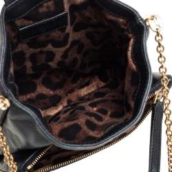 Pre Owned Dolce & Gabbana Black Leather and Sequins iPad Crossbody Bag