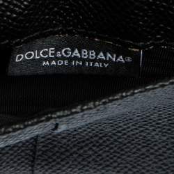 Pre Owned Dolce & Gabbana Black Lizard Embossed Leather Sicily Von Wallet on Chain
